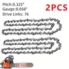 2pcs 20" Chainsaw Chain, 325" Pitch .058" Gauge 76 Drive Links for Wood Cutting