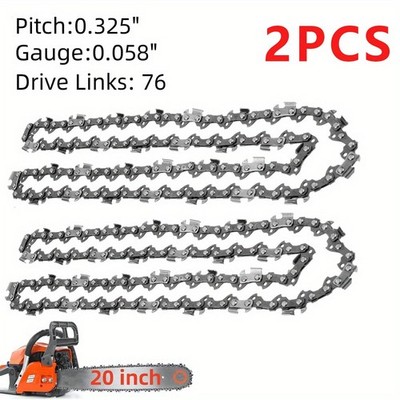 2pcs 20'' Chainsaw Chain, 325'' Pitch .058'' Gauge 76 Drive Links for Wood Cutting