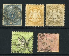 XS-  ALLEMAGNE  BAVIÈRE, WÜRTTEMBERG... Lot x5 Timbres Classiques Rars / Selten