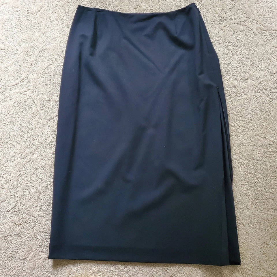 Lafayette 148 New York Black Side Zip Design Skirt Size 16 Wool