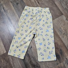 Vintage girls' 5T yellow floral all-over flowy pants, made in the USA, Cotton