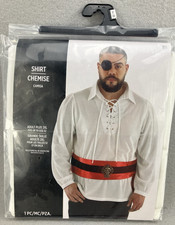 Pirate Vampire Costume Shirt Adult Size 2XL White NEW Long Sleeve NEW