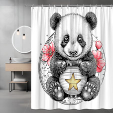 Panda with Lantern and Flowers Shower Curtain