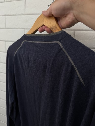 Zegna Sport Men's Cotton Cashmere Blue Sweater Size L - Picture 8 of 13