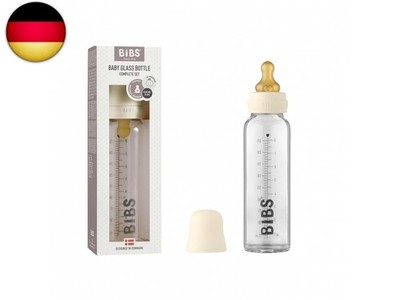 BIBS Baby Glass Bottle 225ml, Vermindert Koliken, Runder Sauger aus