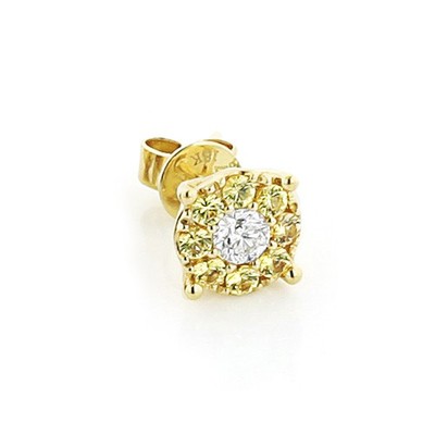 Ohrringe: gelbe Saphire weiße Diamant Ohrstecker 1/2 kt 18 Karat Gold für Herren