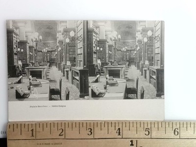 Palais Bourbon Bibliotheque Stereoview 1905 Black & White Library Scene