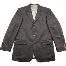 Oscar De La Renta Blazer Mens Size 42L Gray Black Houndstooth Lambswool Classic