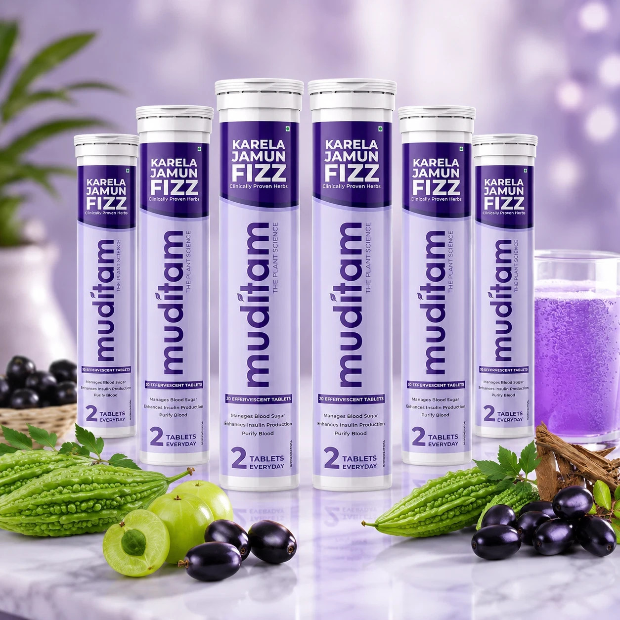 Muditam Ayurved Jamun Fizz | 120 Compresse Effervescenti Confezione 2 Mesi Equilibrio Zucchero