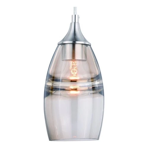 VAXCEL P0276 Milano Satin Nickel Mini Pendant Ceiling Light Amber Fog Glass - Picture 5 of 9