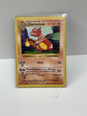 Charmeleon 24/102 Pokemon Card Uncommon Near Mint 1999 Base Shadowless Stage 1