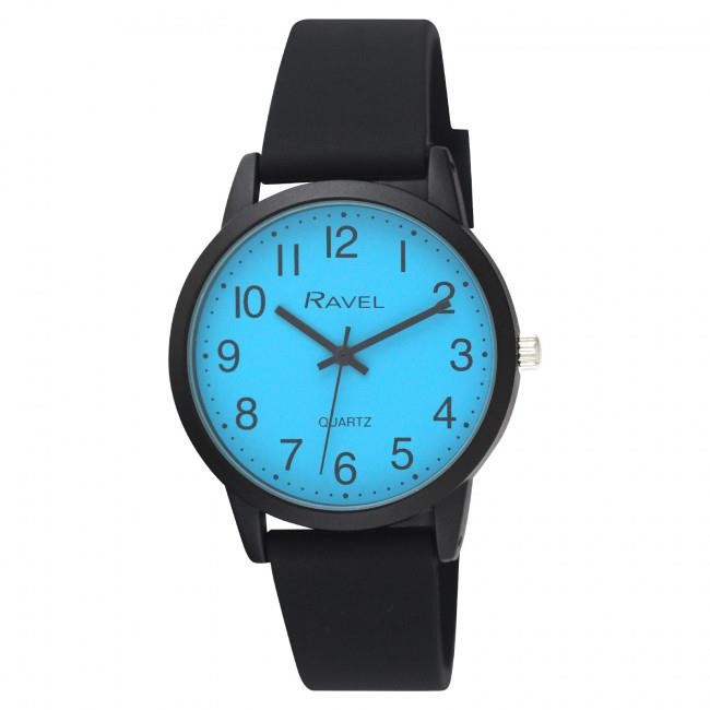 Men's Dial Sports Watch Silicone Strap Analog Quartz Casual Wrist Black
