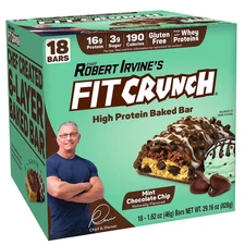 Robert Irvine's Fit Crunch Whey Protein Bar, Mint Chocolate Chip, 18 bars