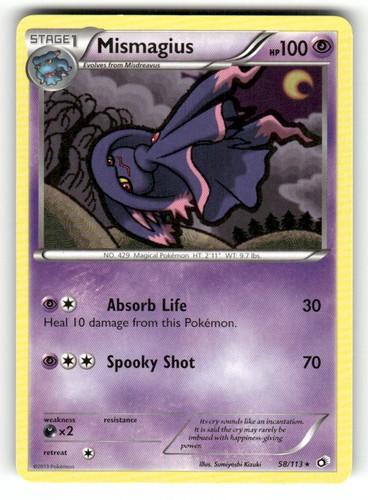 Mismagius 58/113 Rare Legendary Treasures Pokemon Lightly Played