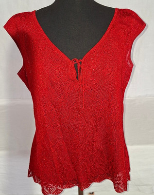 Escada leuchtendes Glitzertop Damen Rot WIE NEU  in Größe 44