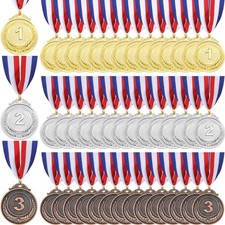 Gold Silver Bronze Award Medals with Neck Ribbon for Sports Competition Party