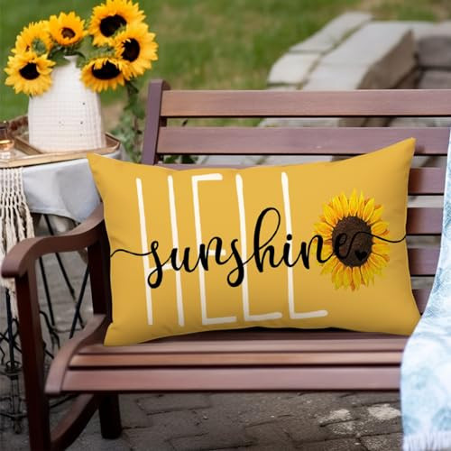  Hello Sunshine Sunflower Spring Summer Throw 12" x 20" (Pack of 1) Yellow