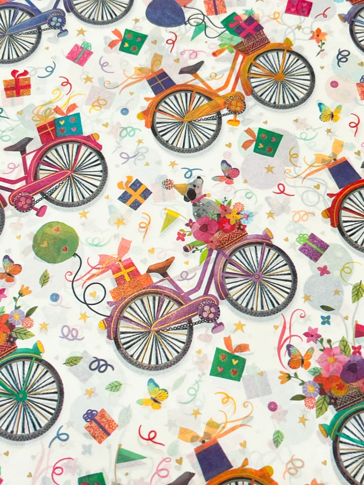BIRTHDAY BICYCLES Design Tissue Paper Sheets Choose Size & Package Amount - Image 4 of 4