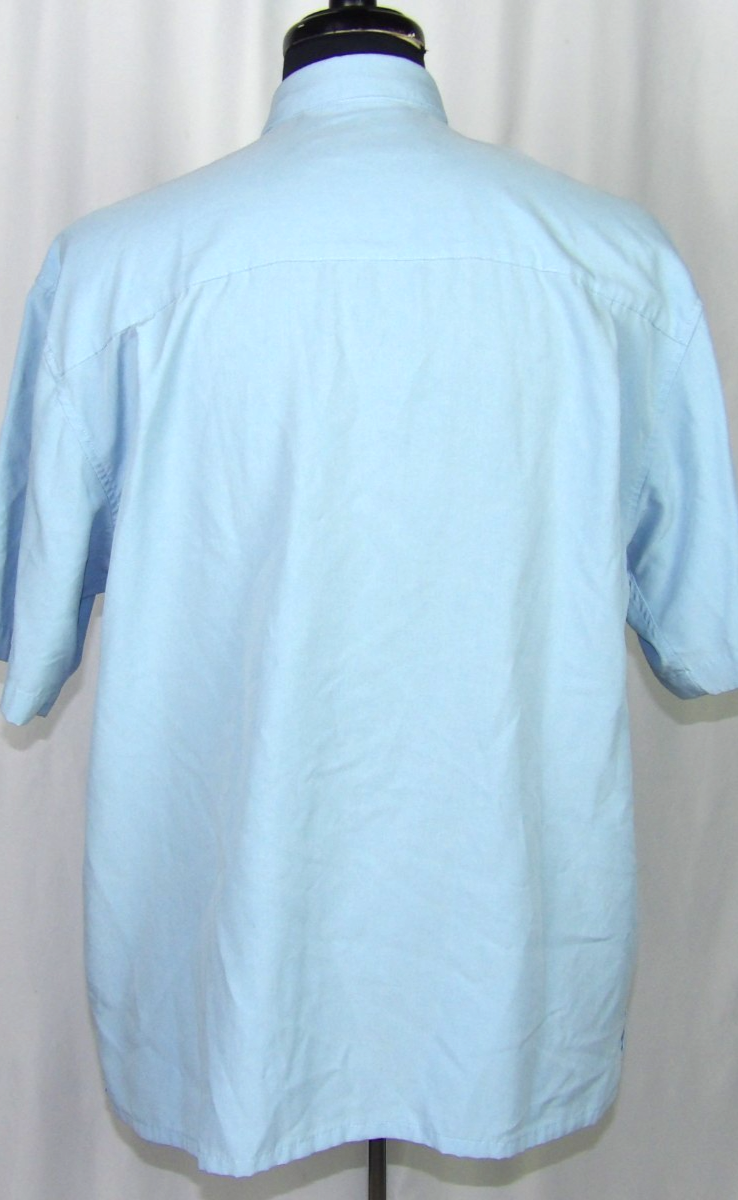 Short Lighter BAMBOO CAY Short Sleeved Light Blue Embroidered Hawaiian Shirt Men's ...