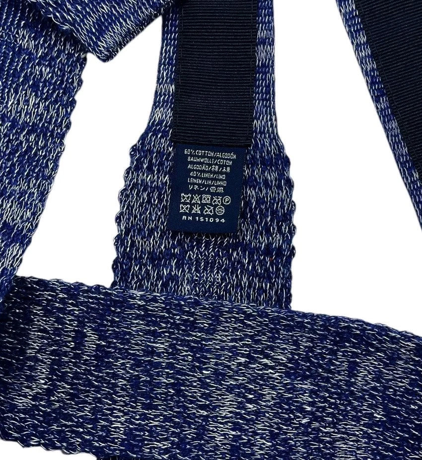 Мужской хлопковый льняной вязаный галстук HACKETT РОСКОШЬ синий белый с крапинками W:2,2 дюйма б/у в отличном состоянии - Изображение 3 из 4