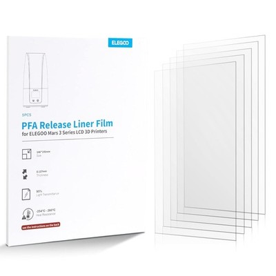 ELEGOO 5PCS PFA Release Liner Film for Mars 3 and Mars 3 Pro, 146X195Mm with 0.1