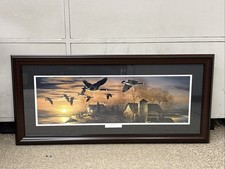 TERRY REDLIN CUSTOM FRAMED / MATTED Sundown B12 Geese
