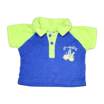 Carter's Watch the Wear Baby Boy Blue/Green Embroidered Polo T-Shirt Go Surfing