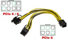 PCIe 6 Pin Female To 2X PCIe 6 Or 8 Pin Male Adapter Cable - 20 Cm
