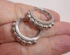 Sterling Silver 925 Rl Hoop Earrings Openwork Ball Bead Line Channel 7/8"