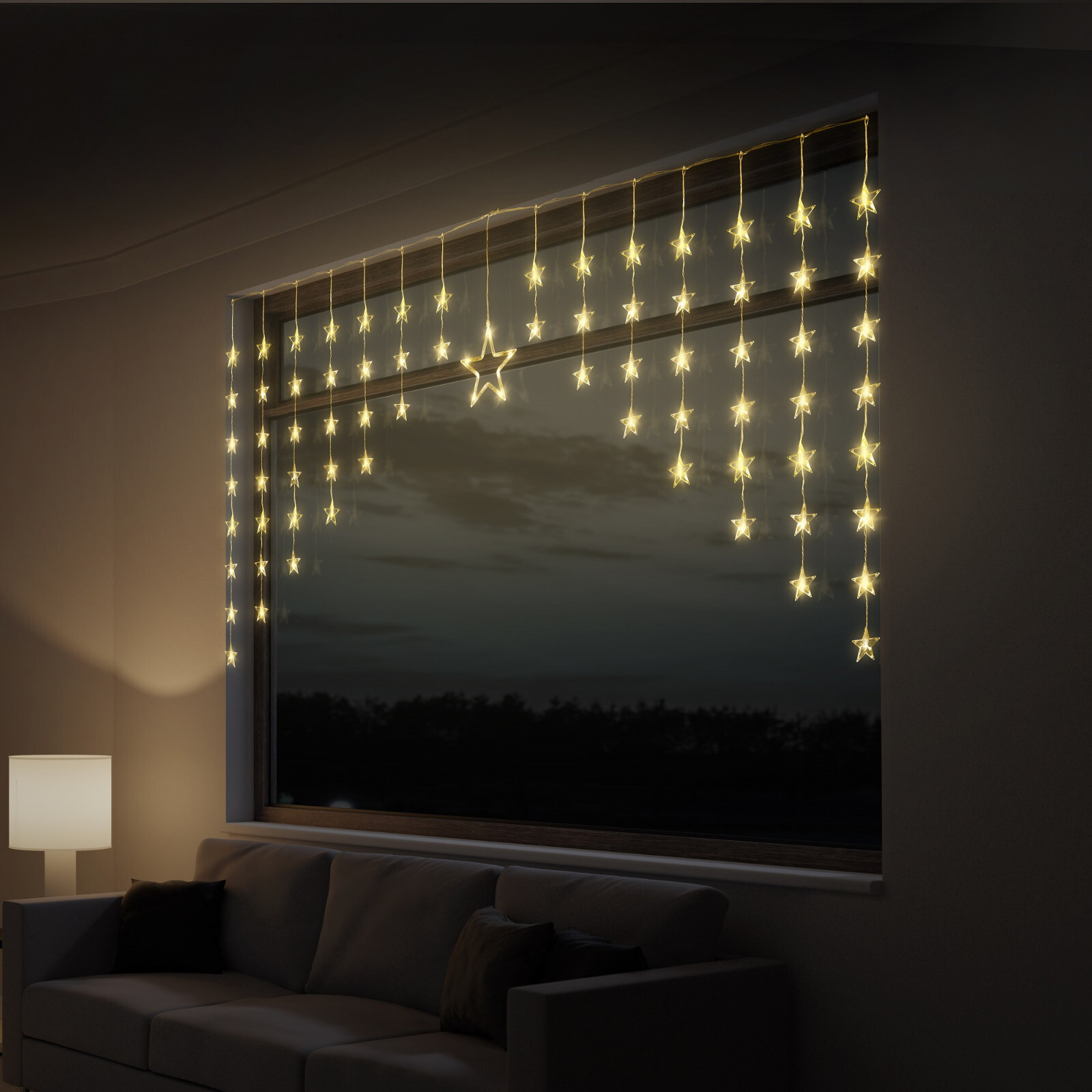 LED Tapered Star Curtain Multicolour Warm White 1.4x1m Christmas Window Lights eBay