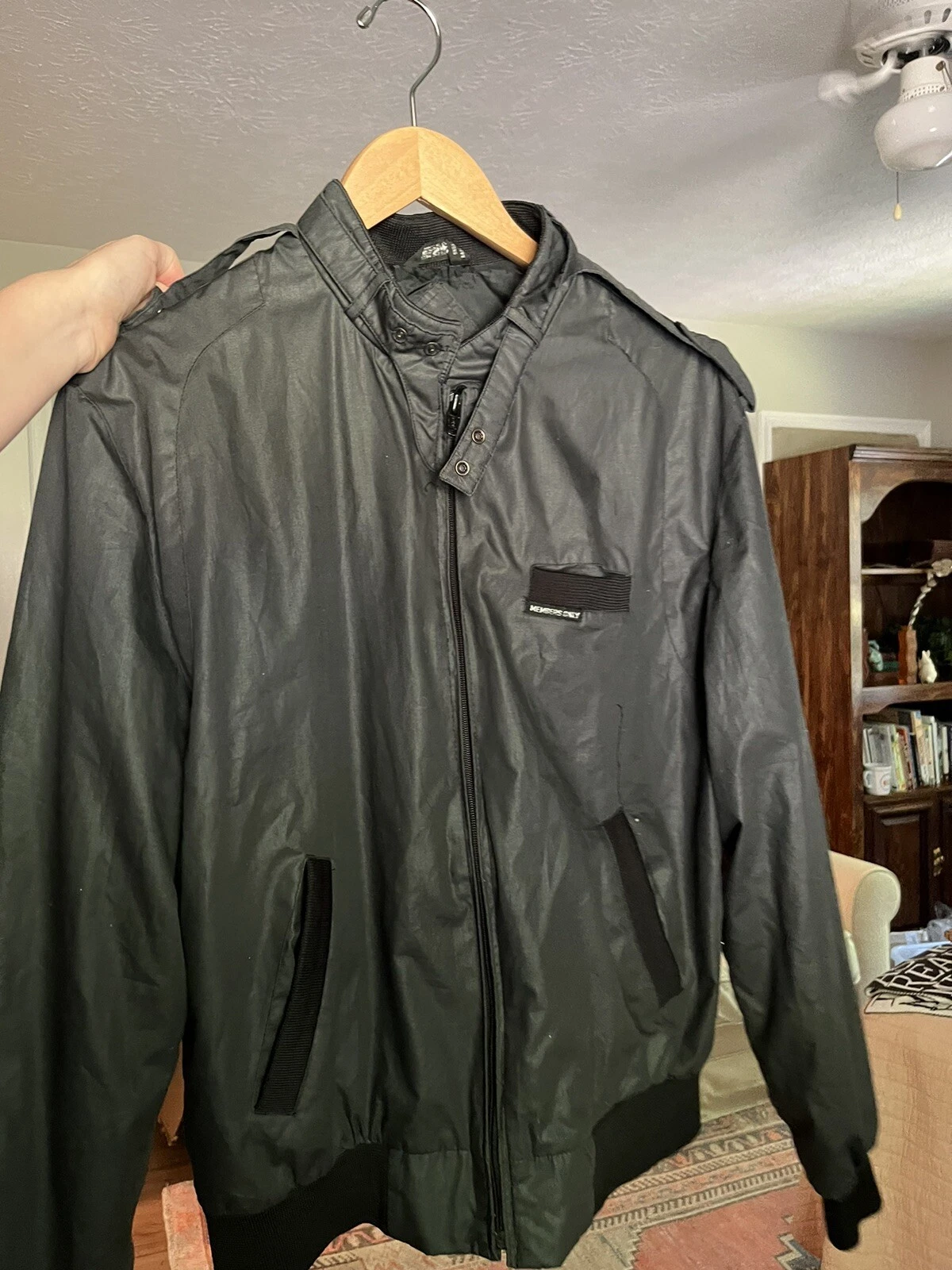 VTG 80s Members Only by Europe Craft Bomber Jacket Mens 42 Long Black Zip Up