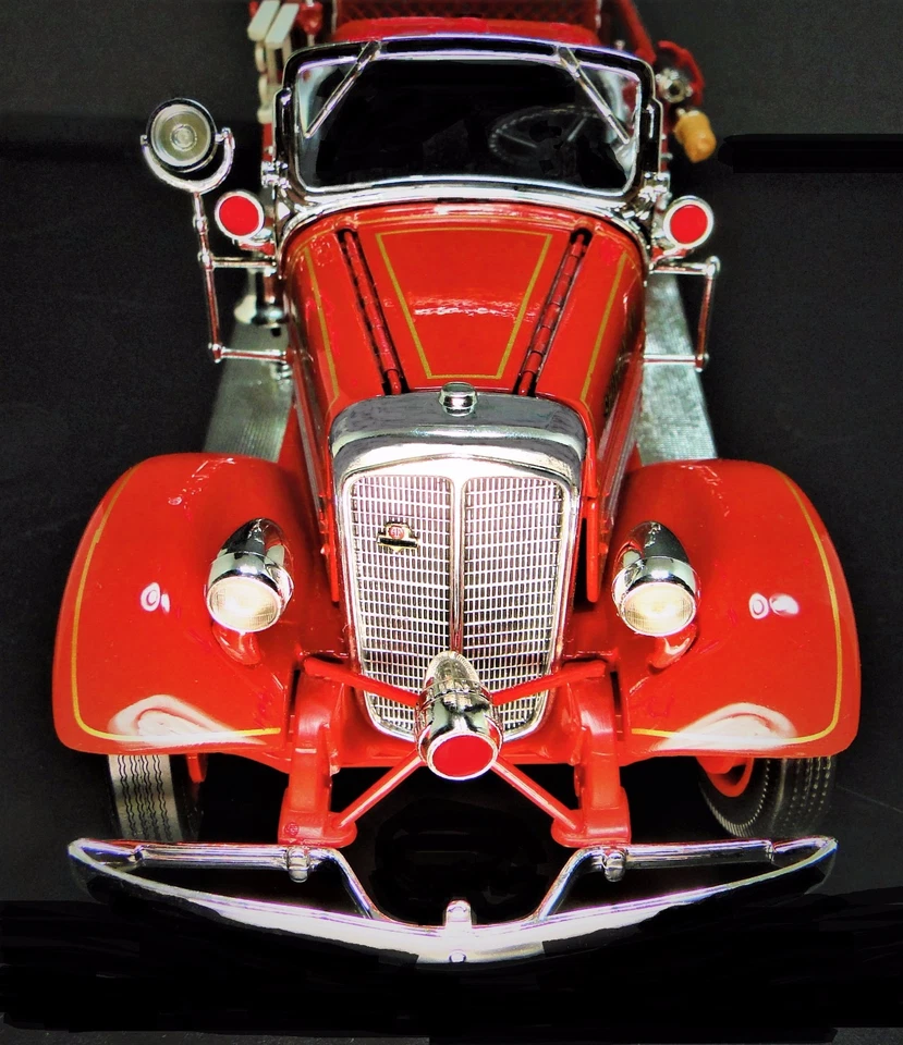 Red Fire Engine Pumper Tower Truck Metal Vintage Classic 1 Antique Car Pickup 18 - Image 2 of 4