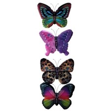 4 Butterfly Stickers 3D Raised Plastic Glitter Realistic Monarch