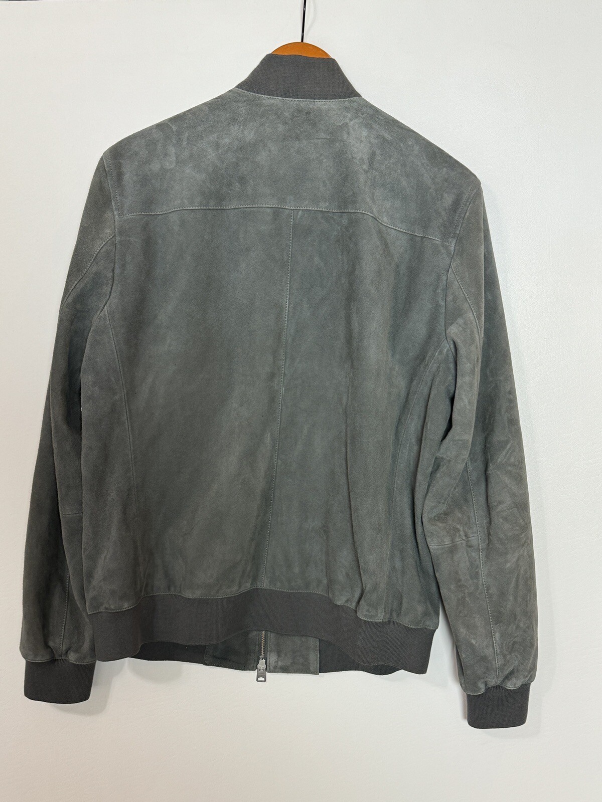 #238 ALLSAINTS Kemble Suede Bomber Jacket Size L  RETAIL $599 GRAY image 5