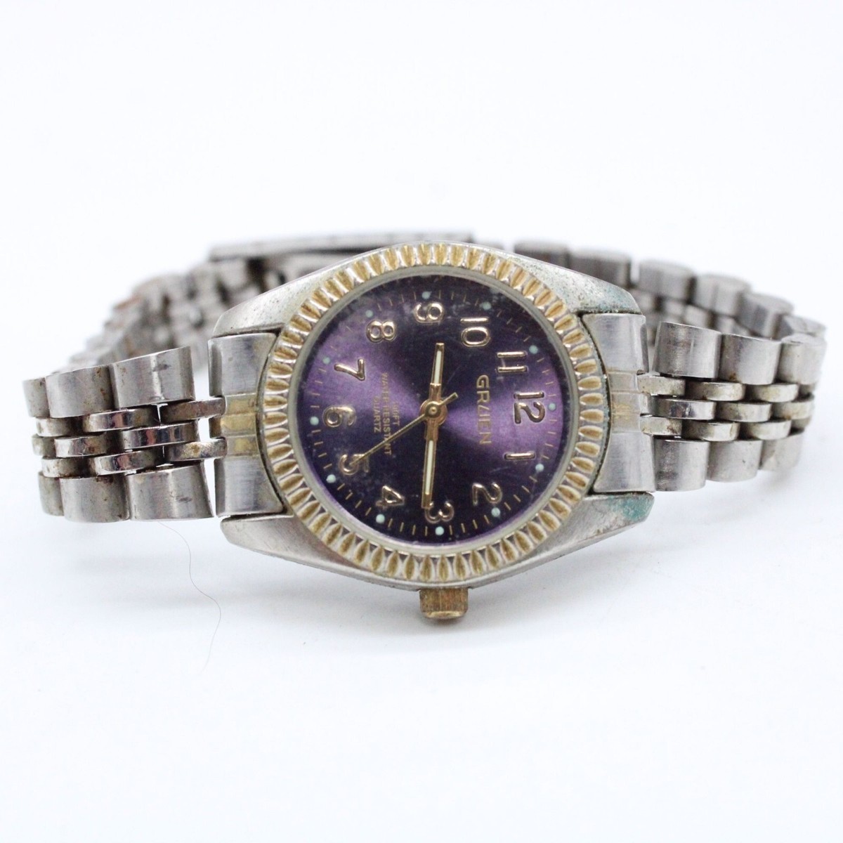 Vintage GRUEN Watch Womens Silver Tone Stainless Steel Blue  display picture 3