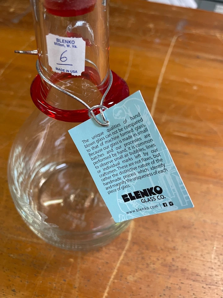 Decanter, Custom, Ring, Crystal/Ruby by Blenko Glass Limited #6 Hand Blown Glass - Image 4 of 4