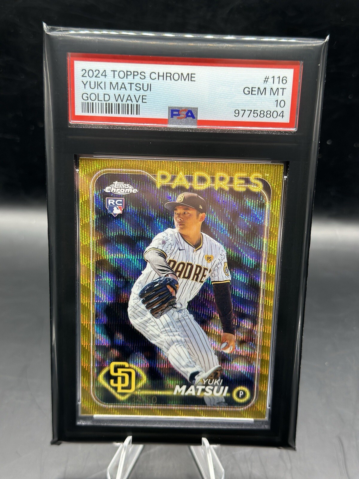 2024 Topps Chrome Yuki Matsui Gold Wave Refractor Rc #116 (34/50) PSA 10