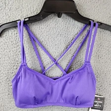 Salt + Cove Raised Rib Strappy Bralette Bikini Top Juniors M Ultra Violet Solid~