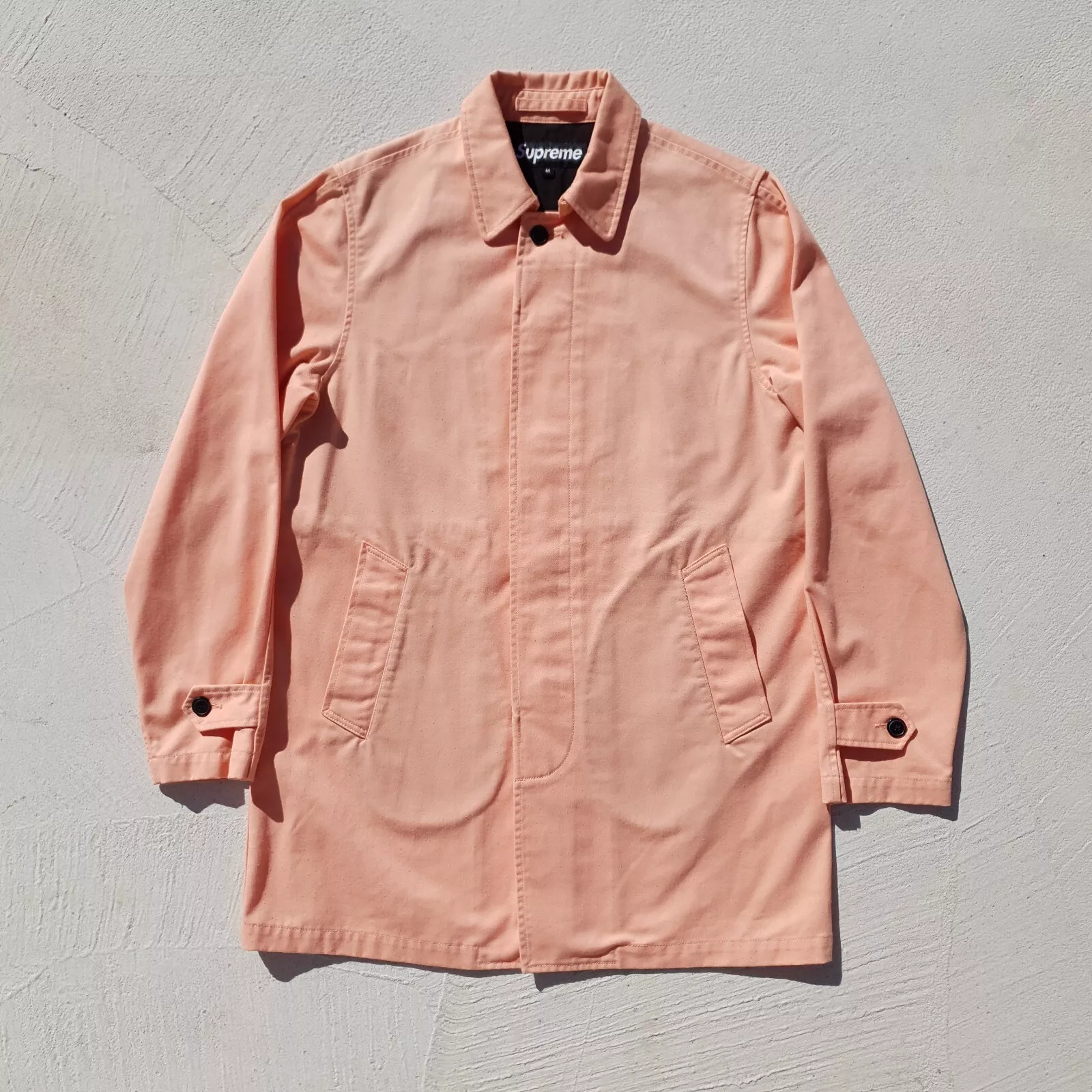 Supreme Trench Coat Mens Medium Peach Pink Formal Business Dress Jacket SS14