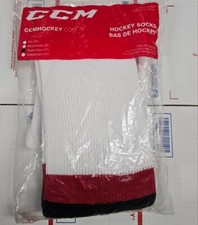New CCM Hockey Socks White Red Blue Youth 24  