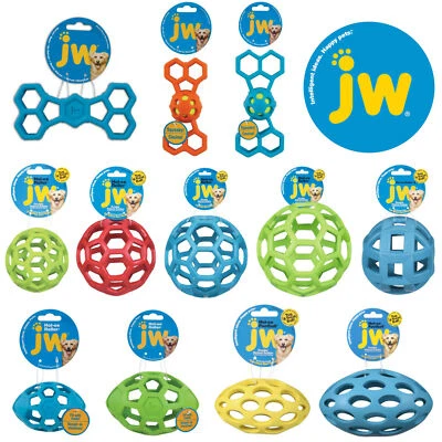 JW Pet Hol-ee Roller Dog Puppy Ball Football Egg Bone Squeaker Rubber Chew Toys