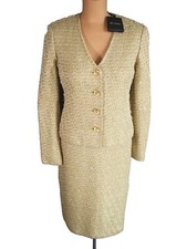 NWT ST. JOHN Knits Gold Multi Sequin Tweed Jacket Blazer Dress Suit sz 6 3190