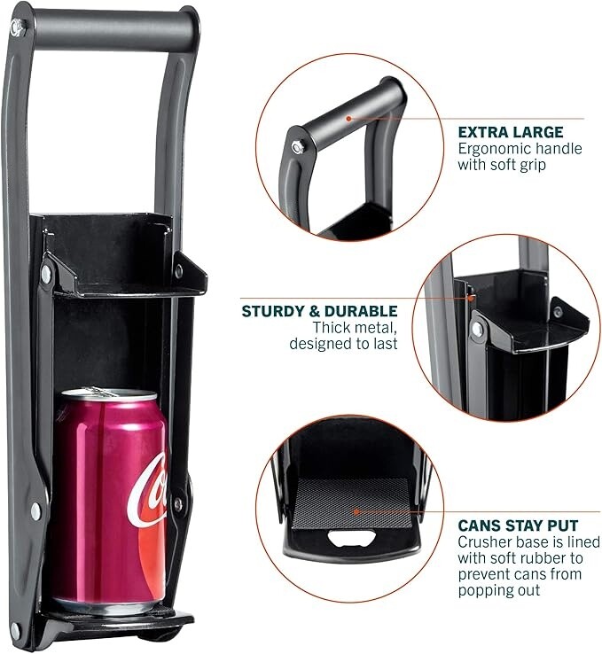 Can Crusher Wall Mounted Aluminum Can Crusher 16oz 12oz 8oz Recycling Heavy Duty