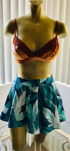 Pantalones Cortos ANGL Tropical HOJA DE PALMA Estampado Resort Cruise MINI SKORT Talla Pequeña - Imagen 6 de 8