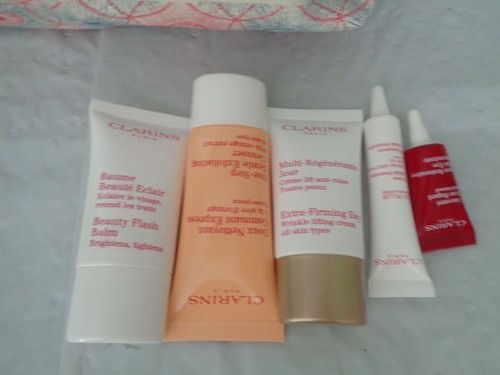 Clarins Feed 10 - Make-Up Bag & (5) Travel Samples - New - Picture 2 of 2