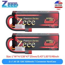 2x Zeee 2S 8200mAh Lipo Battery 7.4V 120C T Plug for RC Car Truck Truggy Boat