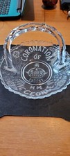 Vintage Coronation King George VI 1937 Glass Dish Basket Bon Bon Dish Hand Made