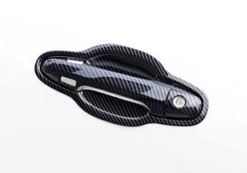 Cubierta de tazón de manija de puerta inteligente lateral de fibra de carbono para Toyota Highlander 2014-2021 Foto 4 de 4