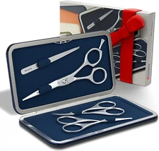 4 Pcs Beard Trimming Kit for Men with 5.5" Mustache Scissors Beard Scissors Ear 