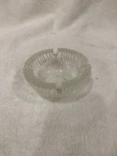 Vintage Crystal Frosted Glass Cigarette Ashtray 2.5” Round Bowl Style Ornate